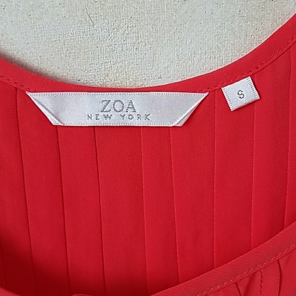 Orange/Red buttondown 100% polyester tank top - Picture 3 of 7